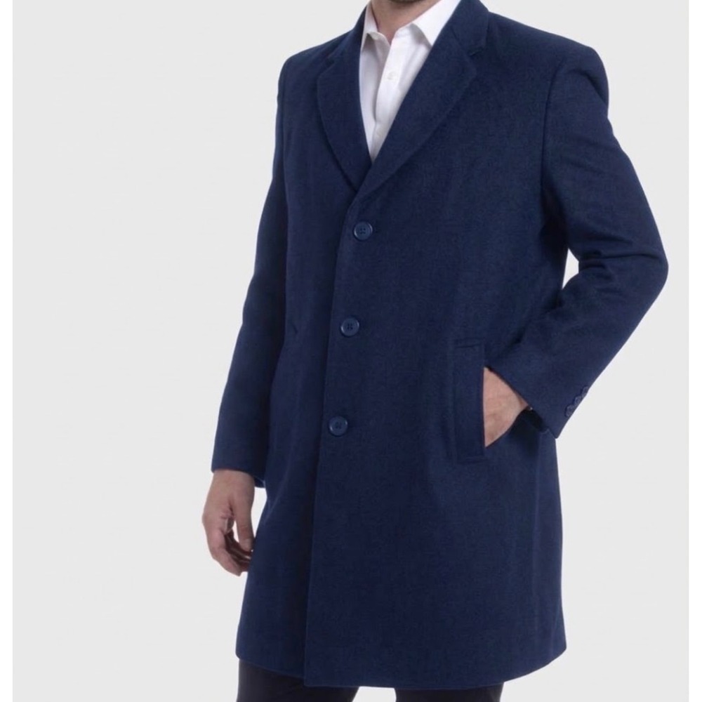 Alpine Swiss NWT Wool Blend Navy Overcoat Sz XL trench topcoat jacket warm